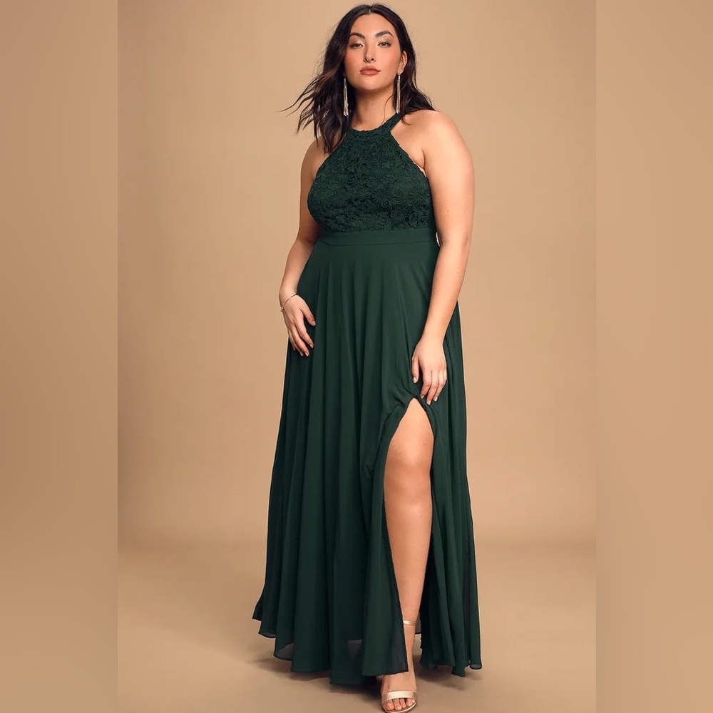 New Lulus Picture Perfect Emerald Green Lace Maxi
Dress